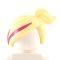 LEGO Hair, Female with Offcenter Ponytail, Light Yellow with Magenta Stripes