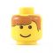 LEGO Head, Brown Hair Parted on the Left
