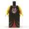 LEGO Robe, Black with Skull Emblem and Bare Arms, Red Pattern on Lower Half