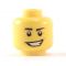 LEGO Head, Dark Brown Eyebrows, Crooked Smile
