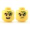 LEGO Head, Bushy Black Eyebrows, Green Mark on Forehead