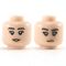 LEGO Head, Female, Dark Brown Eyebrows, Peach Lips, Neutral Expression / Small Smile